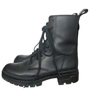 Steve Maden Women’s Black Leather Combat Moto Style Boots in 9.5